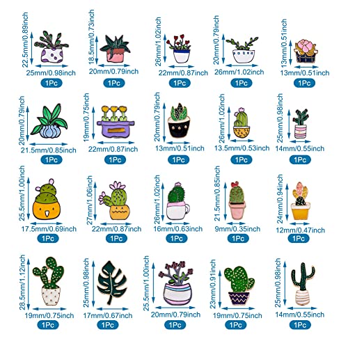Image of Cheriswelry 20Pcs Potted Plant Theme Enamel Pins Set Potted Cactus Flower Enamel Lapel Pins Plant Theme Brooch Pins 13-28.5mm for Clothes Jacket Bags Backpack Hats Decoration