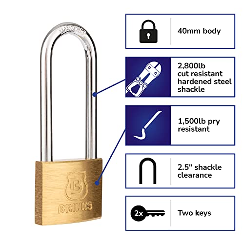Brinks 171-42201 40Mm Solid Brass Keyed Padlock thumb #1