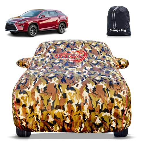 Image of Premium Car Cover for Lexus 450 Model | Waterproof, UV & Dust Protection | Mirror & Antenna Pocket | Triple Stitched, Soft Inner Lining, Belt & Buckle (Jungle Print)