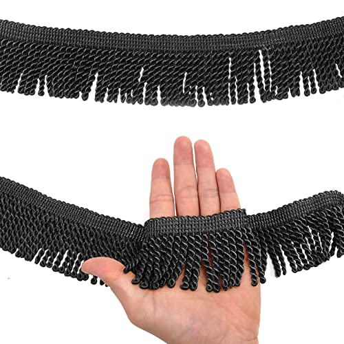 JeogYong Curtain Fringes Bullion Fringe Trim 2.5 inches x 14 Yards Tassel Fabric Trims Lace Cotton Polyester Fibre for DIY Crafts Macrame Curtains Lamp Shade Couch Sofa Home Decor Wedding Decorations