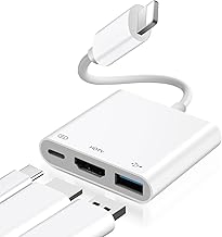 Quevati Adaptateur HDMI OTG pour iPhone, adaptateur HDMI AV numérique 1080P avec prise USB et port de charge, compatible avec iPhone 14131211XSXRX876, compatible avec clé USB et clavier MIDI