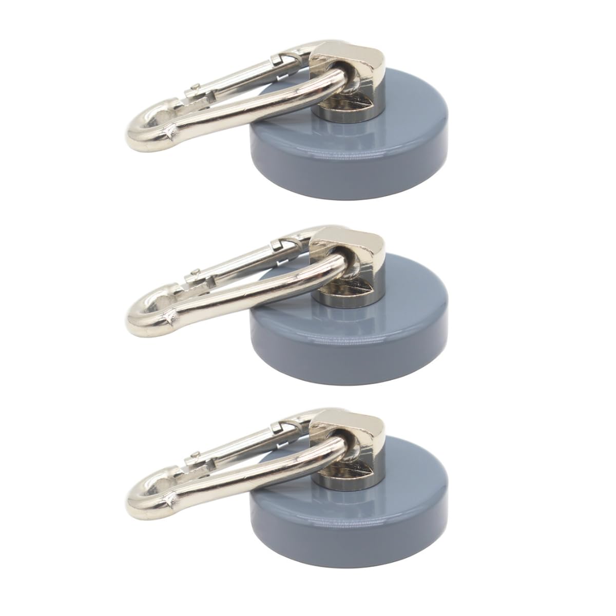 Copfeu Magnets Hooks Heavy Duty with Carabiner 18lbs Strong Magnets Great Hanging for Refrigerator Cruise Cabin Grill Wreath Kitchen Office 3Pack (Gray)