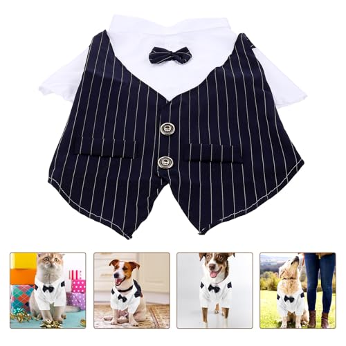 Traje de boda para perro POPETPOP talla L color navy miniatura 7