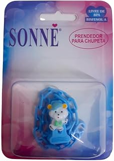 Prendedor de Chupeta Pop Correntinha Urso de Boné, Sonne, Azul