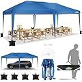 COBIZI Canopy 10x20 Pop Up Canopy Tent 10x20ft Waterproof Party Tent Ez Up Canopy Tents for Parties Wedding Outdoor Commercial Event Gazebo Portable Instant Tent for Backyard Camping Carport, Blue