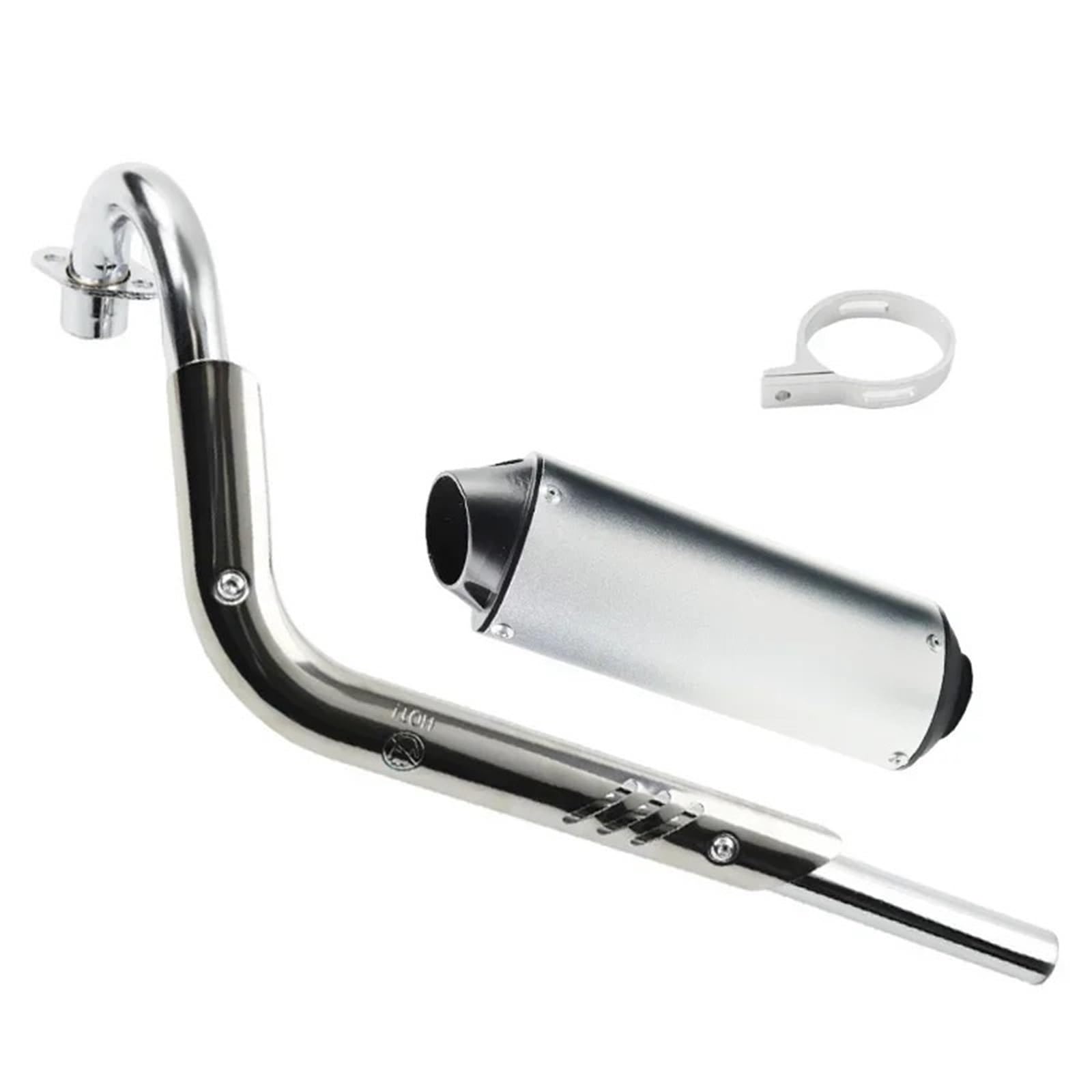 Eindstuk Uitlaat Tip eindpijpen Akcesoria do motocykli Dirt Pit Bike Narzędzia 28mm Metalowe Uniwersalne Do Większości Montażu Rury Tłumika Wydechu(Silver Long)