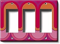 Vista 8 de Cubierta decorativa para interruptor de luz con ondas retro rojas, placa de pared de palanca individual