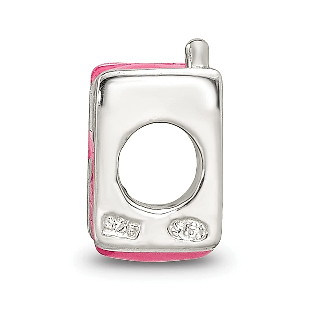 Srebro wysokiej próby 925 zawieszka do bransoletki dzieci emaliowany różowy koralik do telefonu komórkowego dziecięca linia elegancka biżuteria dla kobiet prezenty dla niej