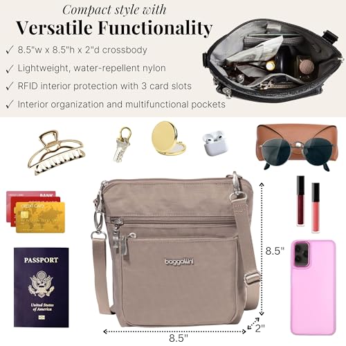 Image of Baggallini Modern Pocket Crossbody Bag for Women, 8.5 inchx8.5 inch Handbag Purse with RFID, Lightweight Water-Resistant
