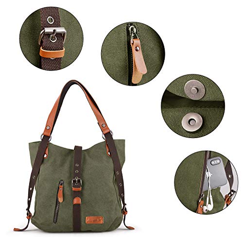 SHANGRI-LA Purse Handbag Tote shoulder Bag for Women Casual School Hobo Bag Rucksack Convertible Backpack - Green