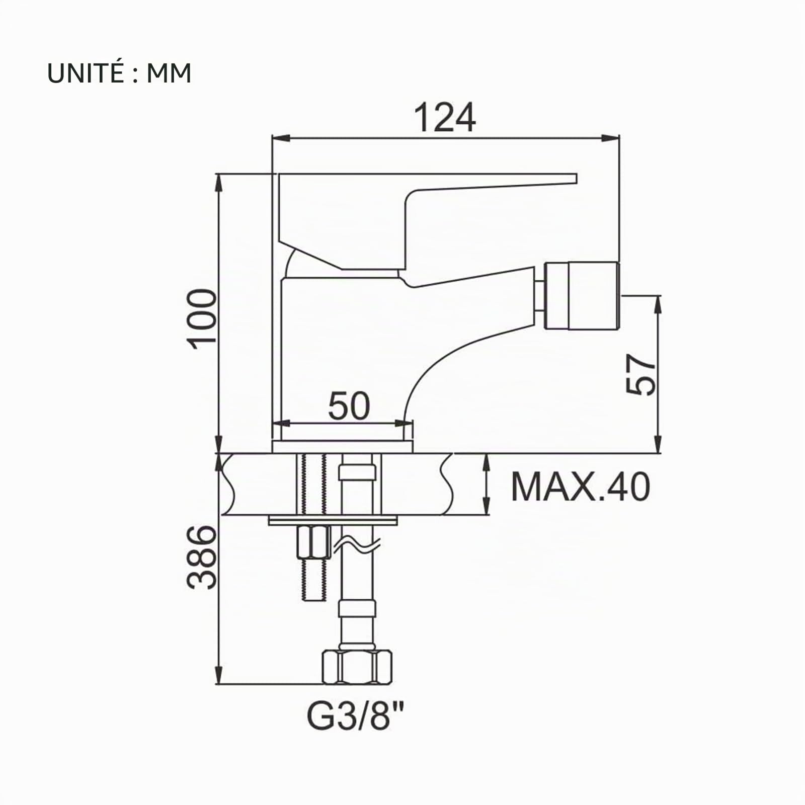 Ibergrif Star mitigeur de bidet monocommande chromé argent | Robinet de salle de bains sans démarrage à froid