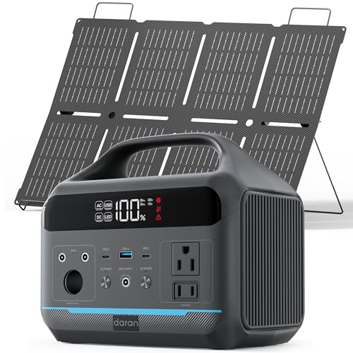 Image of DARAN Portable Power Station 600W with 80W Solar Panel, 288Wh LiFePO4 Solar Generator, Dual AC Outlets, 100W USB-C PD, Fast Recharge for Camping, RV, Power Outage, Emergency Backup