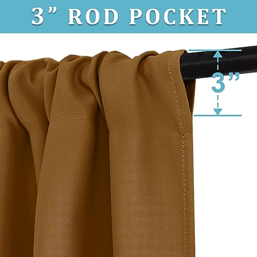 RYB HOME Small Window Curtains for Kitchen, Thermal Insulated Privacy Shades for Bedroom Basement Bathroom Door Half Window Tiers, Width 34 x Length 36 inch, 2 Panels, Gold Brown