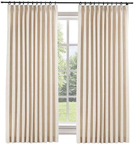 ChadMade 72" W x 84" L Polyester Linen Drape with Blackout Lining Pinch Pleat Curtain for Sliding Door Patio Door Living Room Bedroom, (1 Panel) Sand Beige Tallis Collection