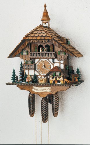 German Cuckoo Clock 8-day-movement Chalet-Style 24 inch - Authentic black forest cuckoo clock by Anton Schneider