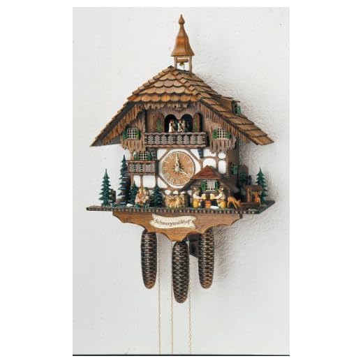 German Cuckoo Clock 8-day-movement Chalet-Style 24 inch - Authentic black forest cuckoo clock by Anton Schneider