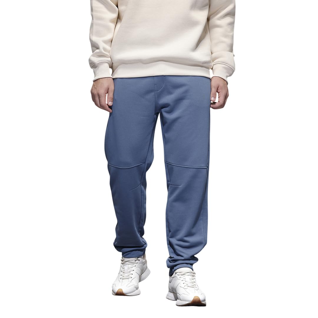 WROGN Men's Cotton Blend Joggers | Relaxed Fit | Adjustable Zip Hem | Elasticated Waist Band in neutral