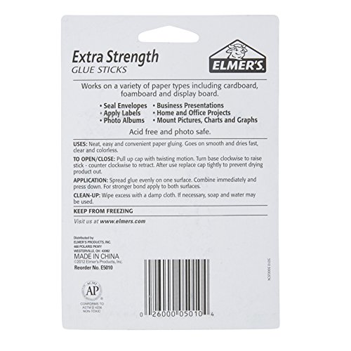 Elmer's Extra Strength Glue Sticks, Washable, 8 Grams, 4 Count #TOP3
