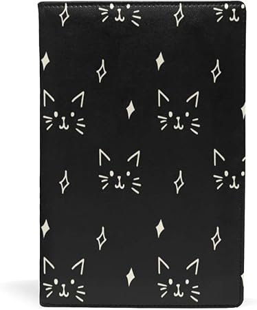 Amazon ブックカバー 文庫 A5 本 カバー 革 レザー 猫 ブラック 星 顔 背景 おしゃれ かわいい 文庫本カバー ファイル 資料 収納入れ オフィス用品 読書 雑貨 プレゼント ブックカバー 文房具 オフィス用品