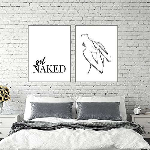 Impression sur toile femme silhouette en noir et blanc au design minimaliste abstrait x2