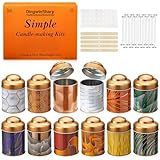 DingwinSharp 5oz Candle Tins for Making Candles - 12 Pcs Empty Candle Containers with Lids, Wicks, Wick Holders, Wick Stickers and Bottom Warning Labels(12 different pattern candle jars)