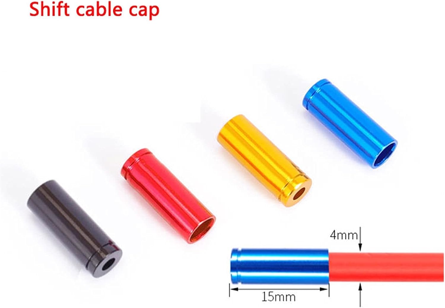 Bike Cable End Caps 5PCS 4 Colors Aluminium Brake/Derailleur Shift Cap Cover Bicycle Tip Outdoor Road Cycling Parts Accessory(Blue Shift Caps)
