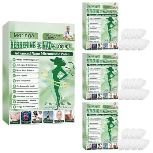 Berberina Parches, 4 Box 28 Piezas NAD+ 10 En 1 Moringa Parches, Etiqueta Engomada Para El Equilibrio Metabólico, Soporte De Forma Saludable, Quema Grasas