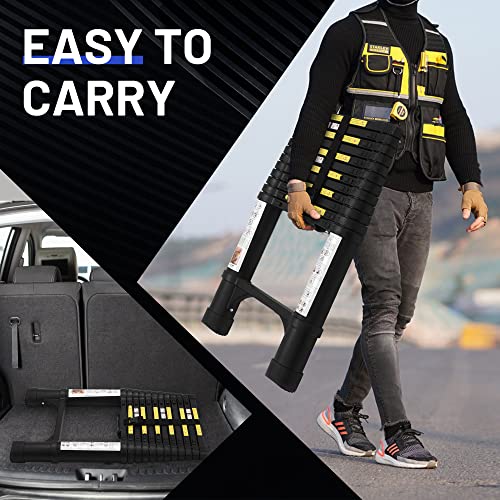 Boweiti Telescoping Ladder, 15.5Ft Portable Aluminum Collapsible Ladder W/2 Triangle Stabilizers, Lightweight Rv Compact Ladder, Telescopic Extension Ladder For Home, Outdoor, 330Lbs Capacity (Black) #TOP5