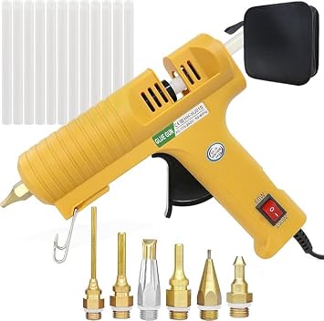 Hot Glue Gun,Full Size High Temperature Glue Gun Kit with 12 Clear Glue Sticks, 60/100W. For Craft School DIY Art Home and Quick Repair -Yellow