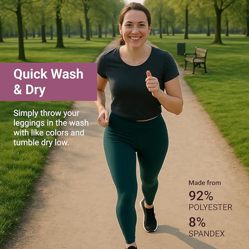 image for SATINA Women's High Waisted Leggings - Teal, One Size, 3 Inch Waistban