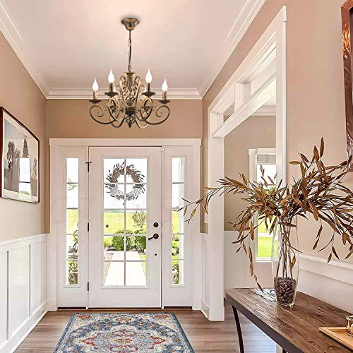 Ganeed French Country Chandeliers,6 Lights Candle Wrought Iron Chandelier,Rustic Farmhouse Pendant Light Fixture Hanging Lighting For Kitchen Island,Dining Room,Living Room,Foryer #TOP2