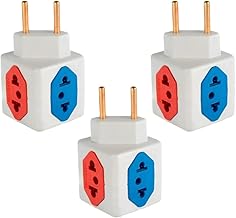 KIT Com 3 Adaptadores Benjamim Cubo 3D Com 3 Entradas de Tomada 10 Amperes E 1 Entrada de Tomada 20 Amperes Colorido Vermelho Azul Plug Padrão Novo 3 Pinos Resistente PREMIUM ONYK
