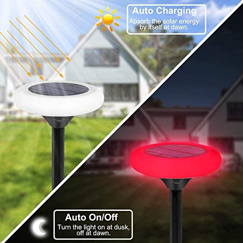 Fatpoom Colourful Solar Lights Outdoor, 7 Color Solar Pathway Lights Outdoor Garden Lights Landscape Lighting Weatherproof Auto On/Off For Garden Lawn Patio Yard Walkway Sidewalk Driveway (4Pack) #TOP2