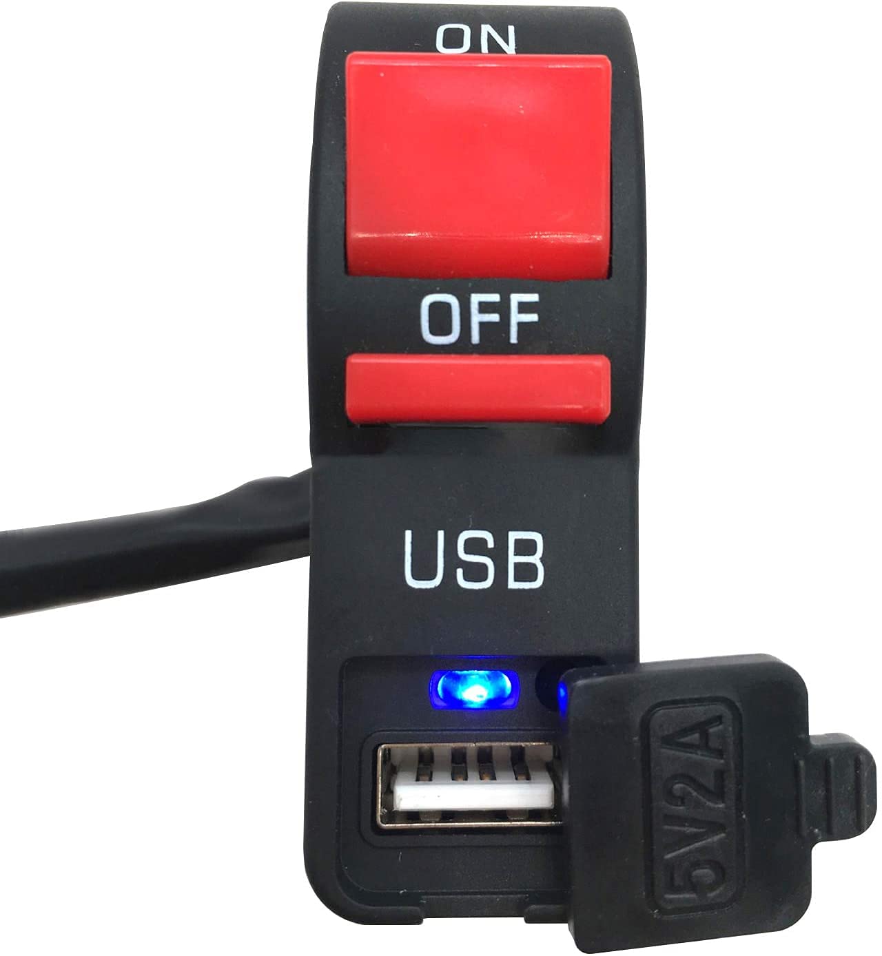 INFRI 12v 7/8 ″ Manubrio Moto On Off Pulsante Interruttore, con 12V5A USB Caricabatteria da Auto Faro Interruttore di Controllo