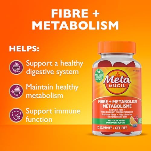 Metamucil, Fibre + Metabolism Gummy Supplement for Digestive Health, Plant Based, No Sugar Added, Citrus Berry Flavored, 72 Gummies — view 2