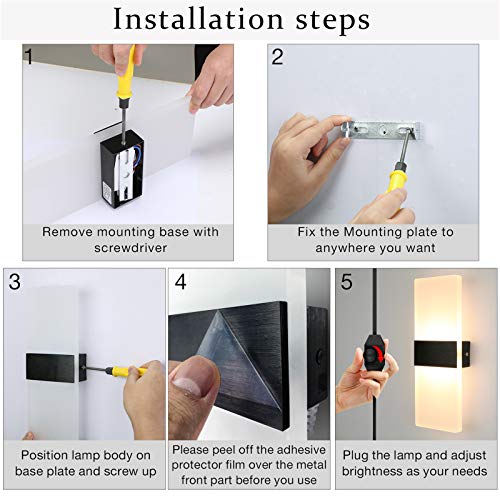 Lightess Modern Wall Sconce Dimmable Led Wall Lamp Warm White 12W Acrylic Wall Sconce With 6Ft Plug In For Bedroom Living Room Corridor #TOP5