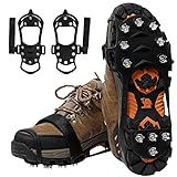 Spikes für Schuhe, rutschfeste Steigeisen für Bergschuhe Wanderschuhe Schneeketten mit 11 Stahlspikes Winter Schuhspikes zum Wandern, Klettern und Bergsteigen (L)