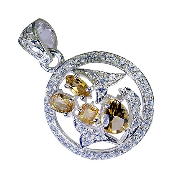 55Carat Natural Citrine Sterling Charms in argento per le donne collana pendente forma Chakra guarigione mista
