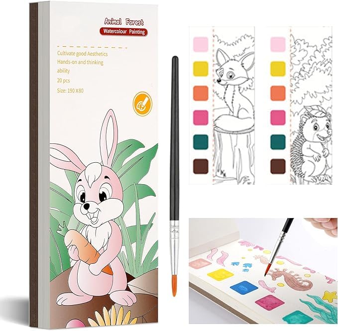 Wrixty 20 Sheet Watercolor Coloring Book, Pocket Painting Book Paint with Water Kit, Mideer Handmade Bookmark Exchange Gifts for Kids Aged 4-8, Birthday/Thank You Gift (B0CXXX16N9) Amazon Price History, Amazon Price Tracker