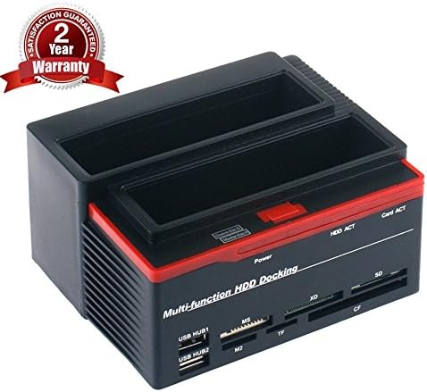FUHAOXUAN CXD-892U2IS Dual Slots Hard Drive Station USB 2.0 to IDE SATA with USB Hub and Card Reader for 2.5 3.5 Inch IDE SATA I/II/III HDD SSD (No Support the WD IED Hard Drive)