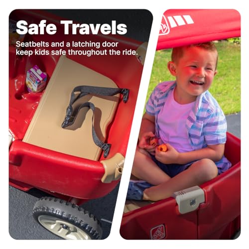 Image of Step2 All Around Canopy Wagon, Kids Ride On Toy, Stroller Substitute, Includes Seat Belts, Made of Durable Plastic, Max Weight 75 lbs., For Toddlers 1.5-5 Years Old