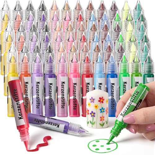Crtiin 24 Candle Wax Pen 24 Colors Candle Painting Set 10 ml (24 Pcs)