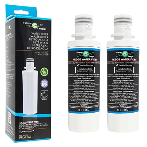 FilterLogic FFL-156L | 2x Filtro de agua para frigorífico compatible con el filtro LG LT1000P ADQ747935 ADQ74793501