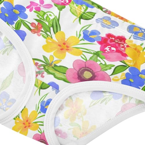 Cotton Toddler Underwear Floral Colorful Little Floral White Little Girl Panties Fun Briefs Girls Undies 2t4