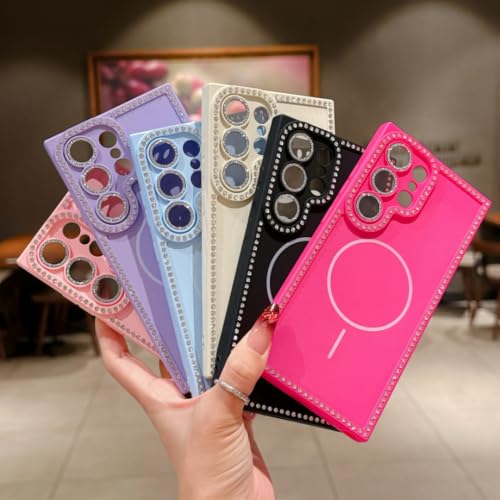 Coque Magnétique S25 Bleue Anti-Rayures et Paillettes Fixation Stable