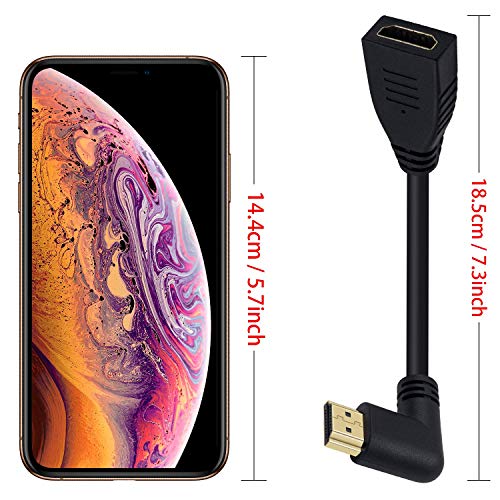 Poyiccot 8K Hdmi Extension Cable, Short 8K Hdmi 90 Degree Right Angle Male To Female Hdmi 2.1 Cable Adapter 48Gbps With 8K 60Hz Video And 3D Hdr For Tv/Xbox /Ps4 /Ps5 (Right M/F), 0.5Feet #TOP4