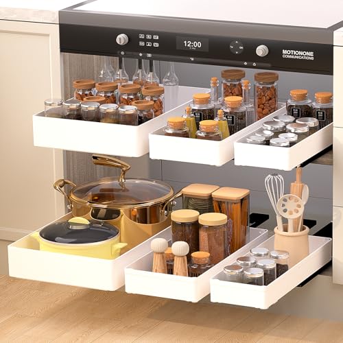 Stnopw Organizador De Gabinete De Cocina Extraíble, Material Abs Que Evita El Óxido, Sin Perforaciones Para Armario, Organizador De Gabinete De Baño, Despensa, Cajones Deslizantes, Almacenamiento De