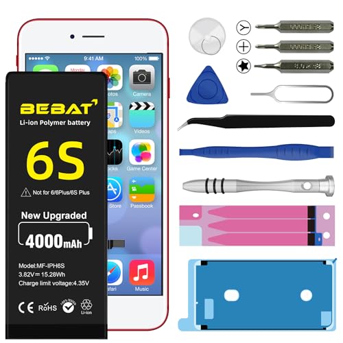 BEBAT Replacement for iPhone 6S Battery, 4000mAh High Capacity Li-ion Polymer Replacement Battery for Model A1633 A1688 A1700 with Complete Professional Repair Tool