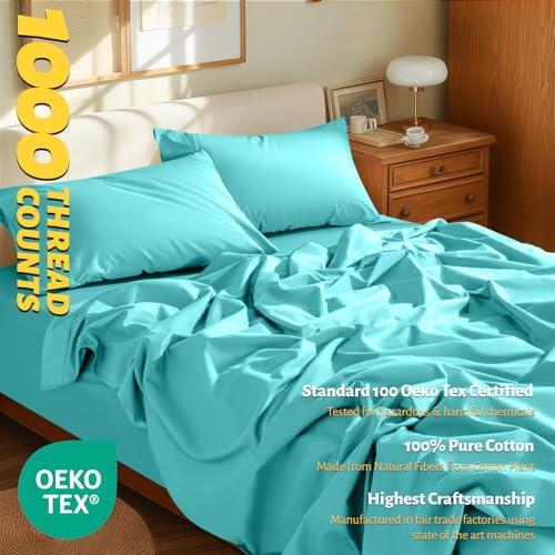 image for Shilucheng 100% Egyptian Cotton King Size Sheets Set - 1000 Thread Cou
