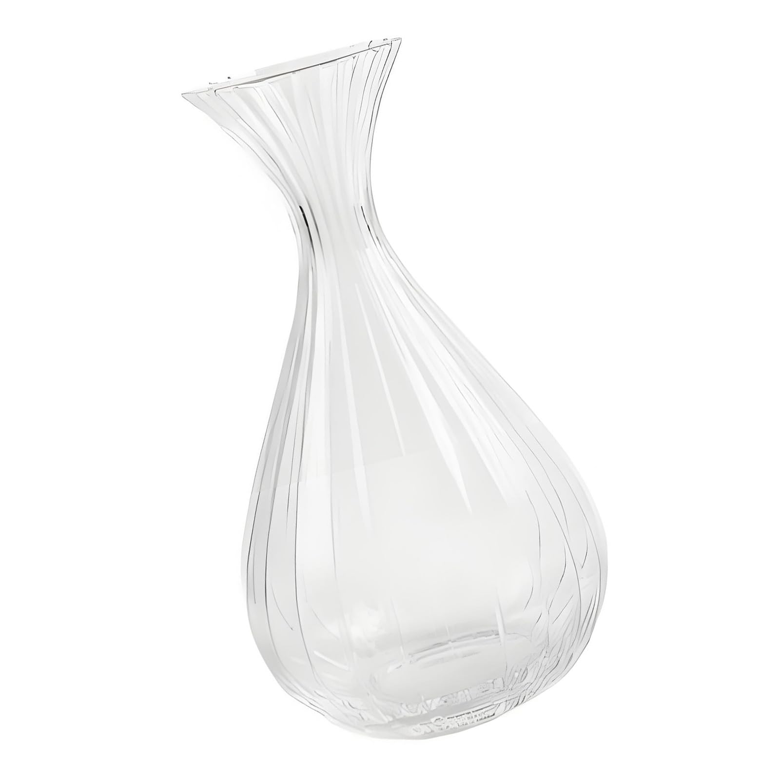 Buxuaaaa Modern Clear Glass Vase Handcrafted Ribbed Flower Pots for Floral Arrangements and Artistic Display Table Centerpices Clear Glass Vase